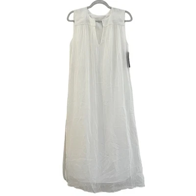 Vestido boho minimalista ZARA BASIC para mujer talla S blanco de gasa fluido caftán  Foto 1 de 4