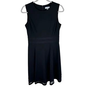 Calvin Klein schwarz ärmellos Rundhals A-Linie knielanges Kleid Größe 8 - Bild 1 von 7