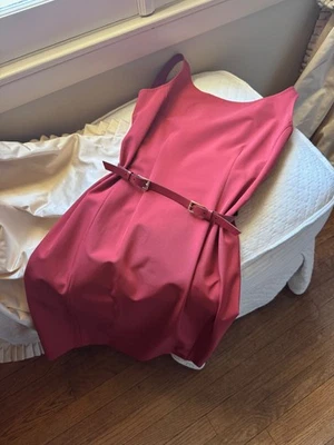 Red PRADA size 40 women's pencil dress to knee leather belt - Image 1 of 4