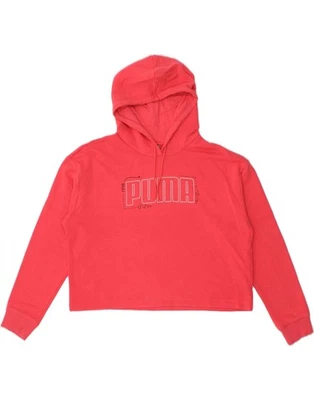 PUMA Womens Crop Hoodie Jumper UK 14 Medium Pink Cotton AF14 - Image 1 of 4