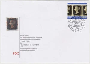 Estonia FDC 2015, 175 aniversario de la primera estampilla postal del mundo, como nueva - Imagen 1 de 1