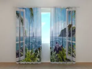 3D Photo Curtain Printed Sea Breeze Nature Window by Wellmira Made to Measure - Picture 1 of 8