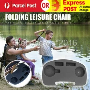 Clip On Camp Side Table Cup Drink Holder Tray for Folding Chair Beach Picnic - Picture 1 of 11
