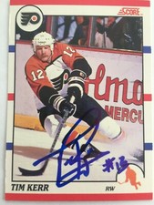 TIM KERR PHILADELPHIA FLYERS Autographed Signed 1990 SCORE CARD #177