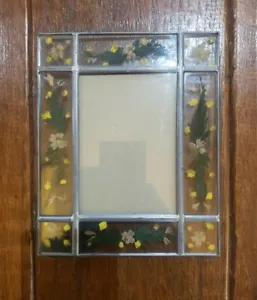 Cornice portafoto vetro piombo metallo fiori pressati 6" x 7,5" casetta chic cavalletto - Foto 1 di 12