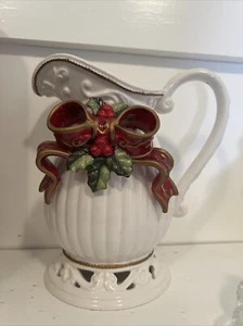 Jarra de cinta de filigrana vintage de los años 90 de Navidad Dillard's Trimmings 9" - Imagen 1 de 5