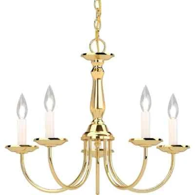 Volume Lighting 5-Light Polished Brass Interior Chandelier - Image 1 of 4