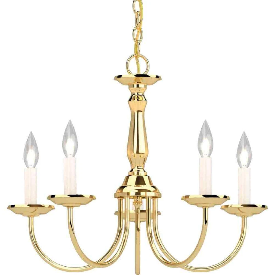 Volume Lighting V4515 Brass 5-light 15"h 1 Tier Chandelier