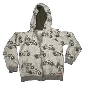 Hudson Boys Full Zip Hoodie 6 Motorcycle Sweater Gray & Olive Green - Picture 1 of 7