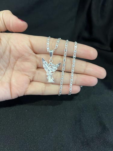 Catena Argento Sterling 925 Zirconi San Miguel Arcangelo San Michele Valentino 18 24 26