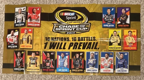 October 2014 NASCAR RCCA Elite Foldout Poster Jeff Gordon Jimmie Johnson Logano Cover