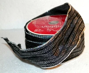 BLACK METALLIC Decorating Christmas WIRED EDGE RIBBON 4yds. x 2" wide TRIM - Picture 1 of 4