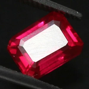 Gemas corte esmeralda 8x6 rojo sangre de paloma mogok natural de 2 quilates sin calefacción - Imagen 1 de 12