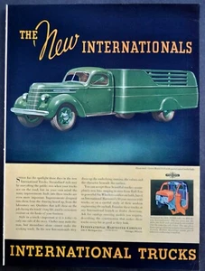Vintage 1937 Print Ad International Truck Model D-30 with Panel Stake body Green - Picture 1 of 1