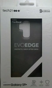 Samsung Galaxy S9+ Phone Case Smoky Black Evoedge Tech21 Ultra Thin Flex Shock - Picture 1 of 2