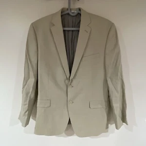 Calvin Klein Sport Coat Blazer Jacket Mens 42R Beige 100% Linen Two Button - Picture 1 of 8
