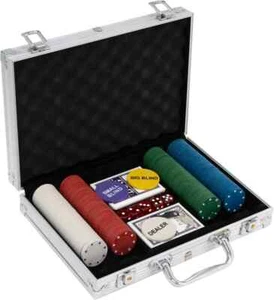 NEW! Poker Set - 200 Piece Texas Hold Em Chips Cards Dice Decks Casino Case UK - Picture 1 of 6