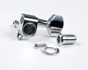 Hipshot Classic Chrome 6 inline staggered enclosed tuners with UMP 6K1EN0C-Stag - Picture 1 of 3