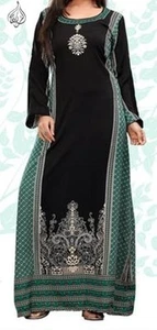 SEHR LANGES KLEID KAFTAN | INDISCHER KAFTAN | 57" LANGES KLEID | KOSTENLOSER VERSAND | IMAN-BLAU - Bild 1 von 1