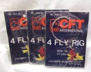 Fly Rigs 4 Hook Catching Rig Yellow Red Yarn Size 10, 15lb CKT FFR10 (3-pks) F91 - Picture 1 of 4