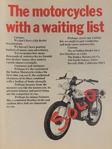 Indian Motorcycle Printanzeige Motorräder 1974 mit Warteliste - Bild 1 von 1
