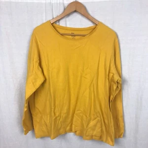 Kim Rogers Women's Perfectly Soft Long Sleeve Tee Shirt 100% Cotton Yellow 1X - Picture 1 of 4