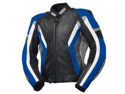 iXS Lederjacke Coronado | Schwarz-Blau-Weiß | Wasserdichte Jacke aus Rindsnap... - Bild 1 von 2