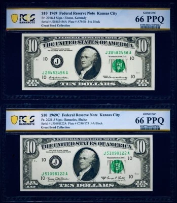 $10 1969 Federal Reserve Note Kansas City PCGS 66 PPQ - Image 1 of 3