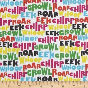 Fabric Baby Animal Words Sounds White Windham Cotton 1/4 yard 40865 - Picture 1 of 2