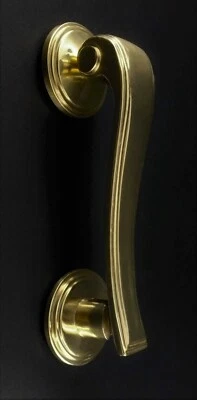 Quality Solid Brass Door Knocker with Striker Plate Polished 16cm X 4.5cm   - image 1 of 4