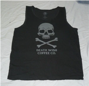 Large Death Wish Coffee Tank Top Shirt Double-Sided RARE, EUC - Picture 1 of 2
