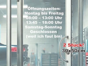 Öffnungszeiten Aufkleber rahmenlos Schild Tür Schaufenster Laden Geschäftszeiten - Bild 1 von 2