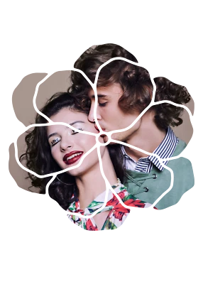 lovers couple  FLOWER photo  glossy sticker  Custom size - Image 1 of 3