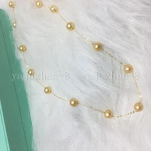17" Classic Natural AAA+ 6-7mm Round South Sea Pearl Pendant Necklace 14k Gold P - Picture 1 of 4