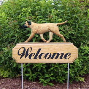 Bull Mastiff Wood Welcome Outdoor Sign Fawn - Picture 1 of 1