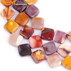 Assorted Natural Diagonal Rhombus Stone Twist Beads For Jewelry Making 15" 15mm
