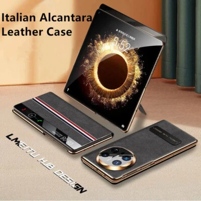 Real Alcan-tara Leather Cover for Huawei Mate X6 Kickstand Window View Flip case - Image 1 of 4