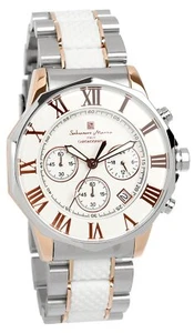 Salvatore Marra Wristwatch Chronograph 10 ATM SM15104 (White x Pink Gold) - Picture 1 of 6