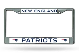 New England Patriots WHITE Metal Chrome License Plate Frame Auto Truck Car NWT - Picture 1 of 1