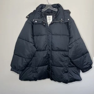 ABERCROMBIE & FITCH Puffer Jacket Women XXL Ultra Mid NEW Hooded Black - Picture 1 of 11