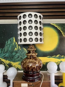Lampada da tavolo e paralume Habitat vintage tedesca ceramica lava grassa anni 70 Space Age Mcm - Foto 1 di 8
