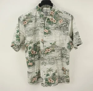 Camisa Hawaiana Tori Richard Japón Gran Ola Para Hombres XL Algodón Gris Hibisco Floral - Imagen 1 de 11