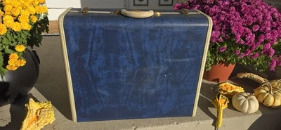 Maleta rígida Samsonite vintage de los años 50 azul mármol Shwayder Bros 21 X 18 X8 Foto 1 de 4