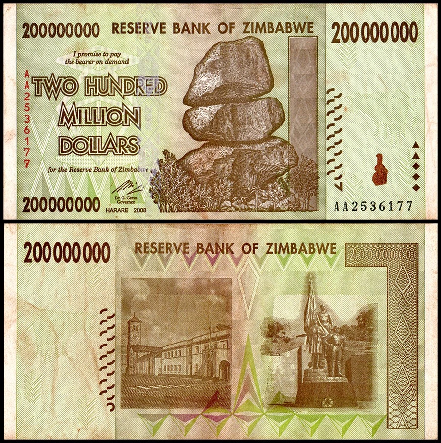 Zimbabue 200 millones de dólares, 2008, P-81, usado Foto 1 de 1