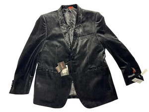 Linea Uomo Sport Coat Men's 40 S Black Velvet NWT - Picture 1 of 10