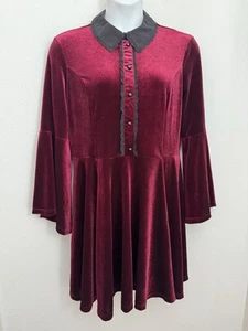Vestido Hell Bunny Terciopelo Capricho Gótico Bruja Prudencia Borgoña Talla 2XL - Imagen 1 de 8
