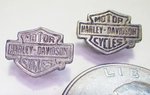 Vintage Small Bar & Shield Harley Davidson Motor Cycles Stud Earrings .5" - Picture 1 of 2