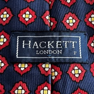 £85 HACKETT CORBATA DE SEDA ESTAMPADA FOULARD ROJO, AZUL Y NARANJA PARA HOMBRE, HECHA EN REINO UNIDO Y5 - Imagen 1 de 15