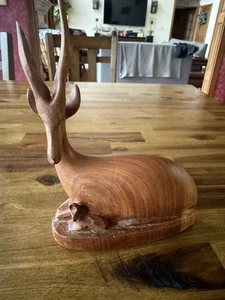 Vintage Hand Carved Wooden Gazelle 8 1/2” beautiful piece Outstanding Creature! - Picture 1 of 5