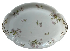 Haviland Schleiger 79 Pink Blue Poppies Oval Serving Platter Limoges France 16" - Picture 1 of 4